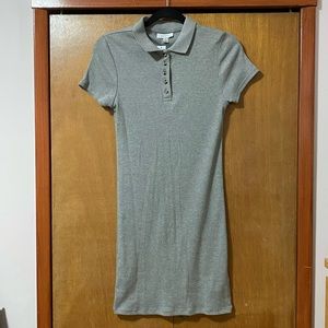 Topshop Grey Ribbed Polo Dress